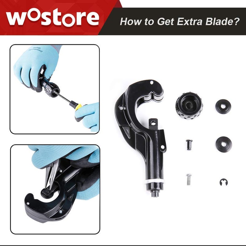 Wostore Tubing Cutter 1/8 to 1-3/8 Inch for Pipe Copper PVC Thin Stainless Steel Tube with Extra Blade and Reamer - Image 4
